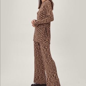 Nasty Gal Knitted Striped Split Side Top And Pants Set
